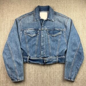 MOTHER The Belted Fly Away Cropped Denim Jean Jacket Women's XS Belle De Jour